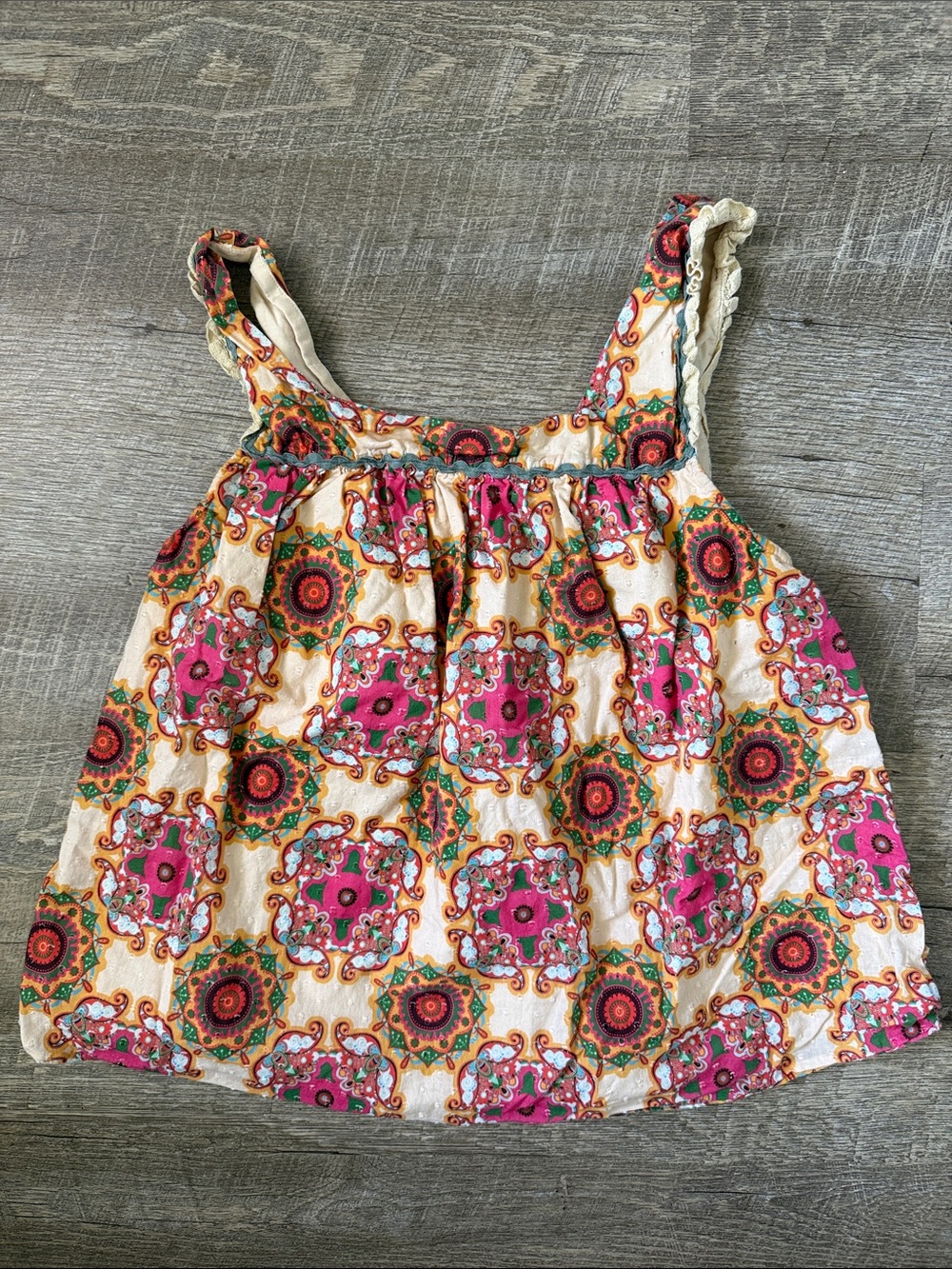 Anthropologie Let Me Be Abstract Ruffled Tank Top Size 10